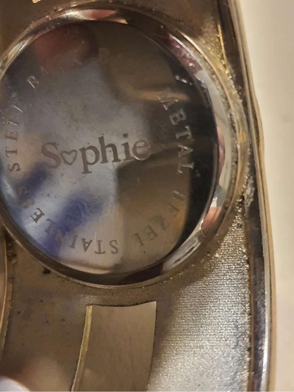 10/$20 Sophie Silver/Brown Stainless Steel Women's Cuff Watch w/Black Accents